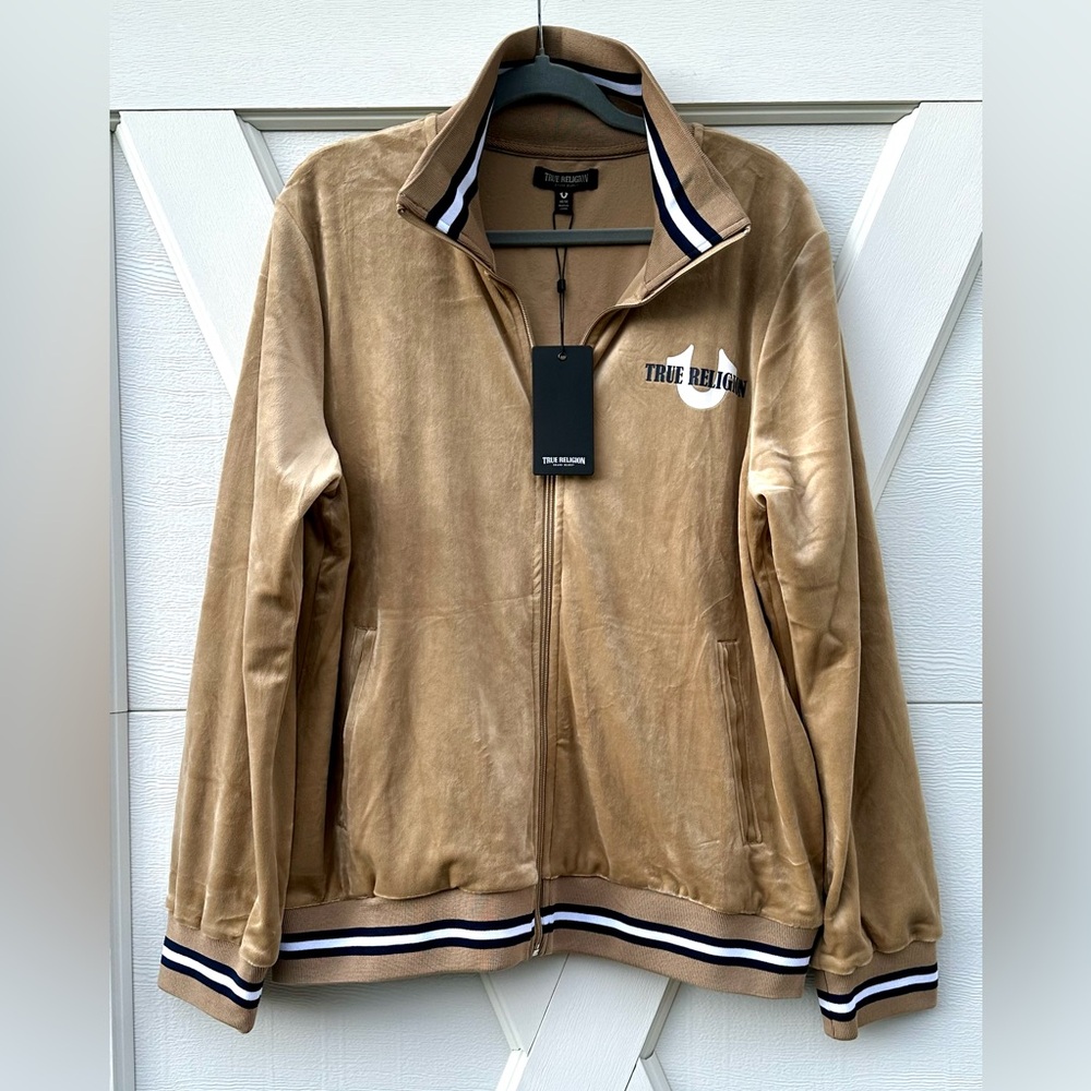 True Religion Travertine Velour Tour Track Jacket